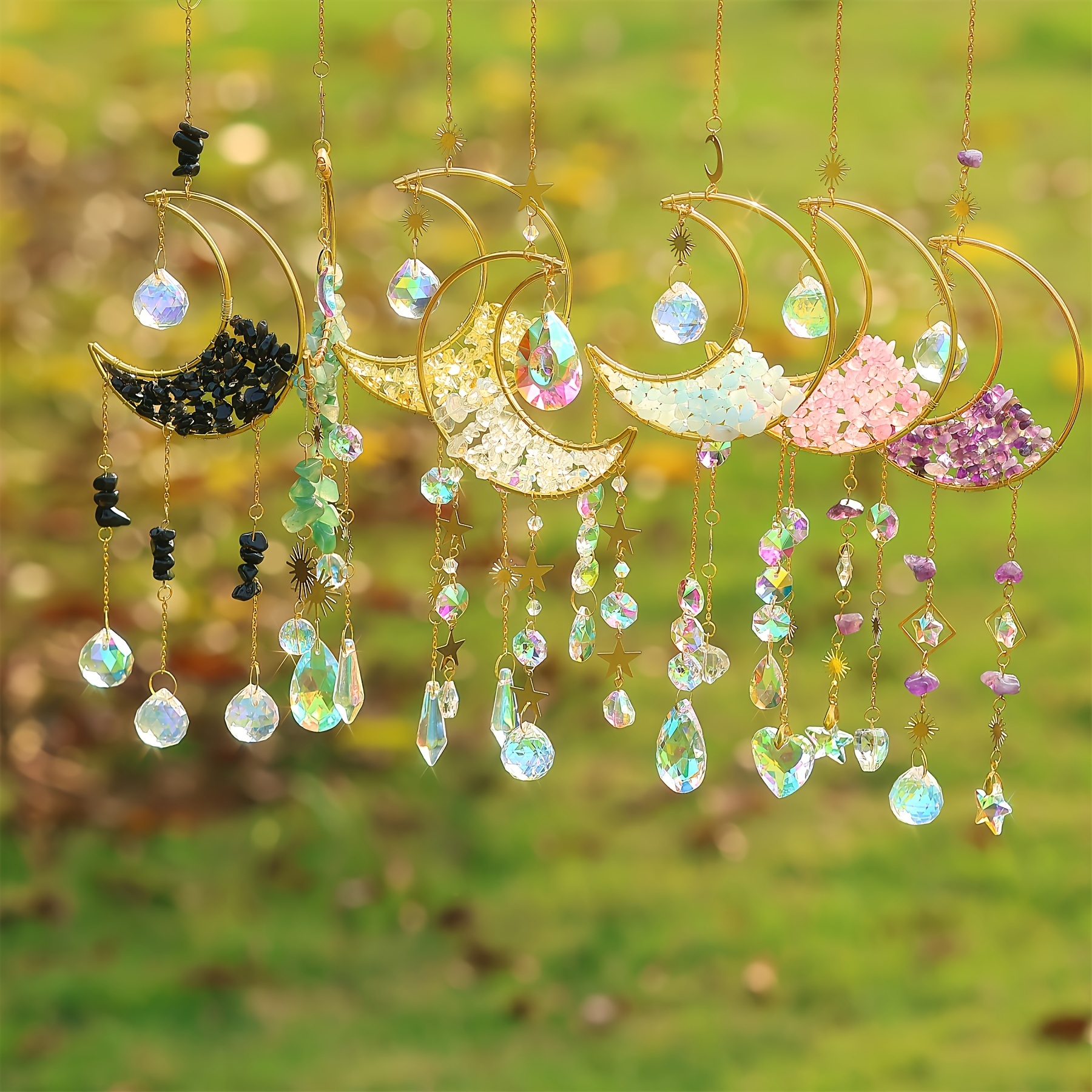 

7 Natural Stone With Natural Gemstones And Hourglass, Glass Decorations, Suitable For Home Garden Windows, Party Gifts