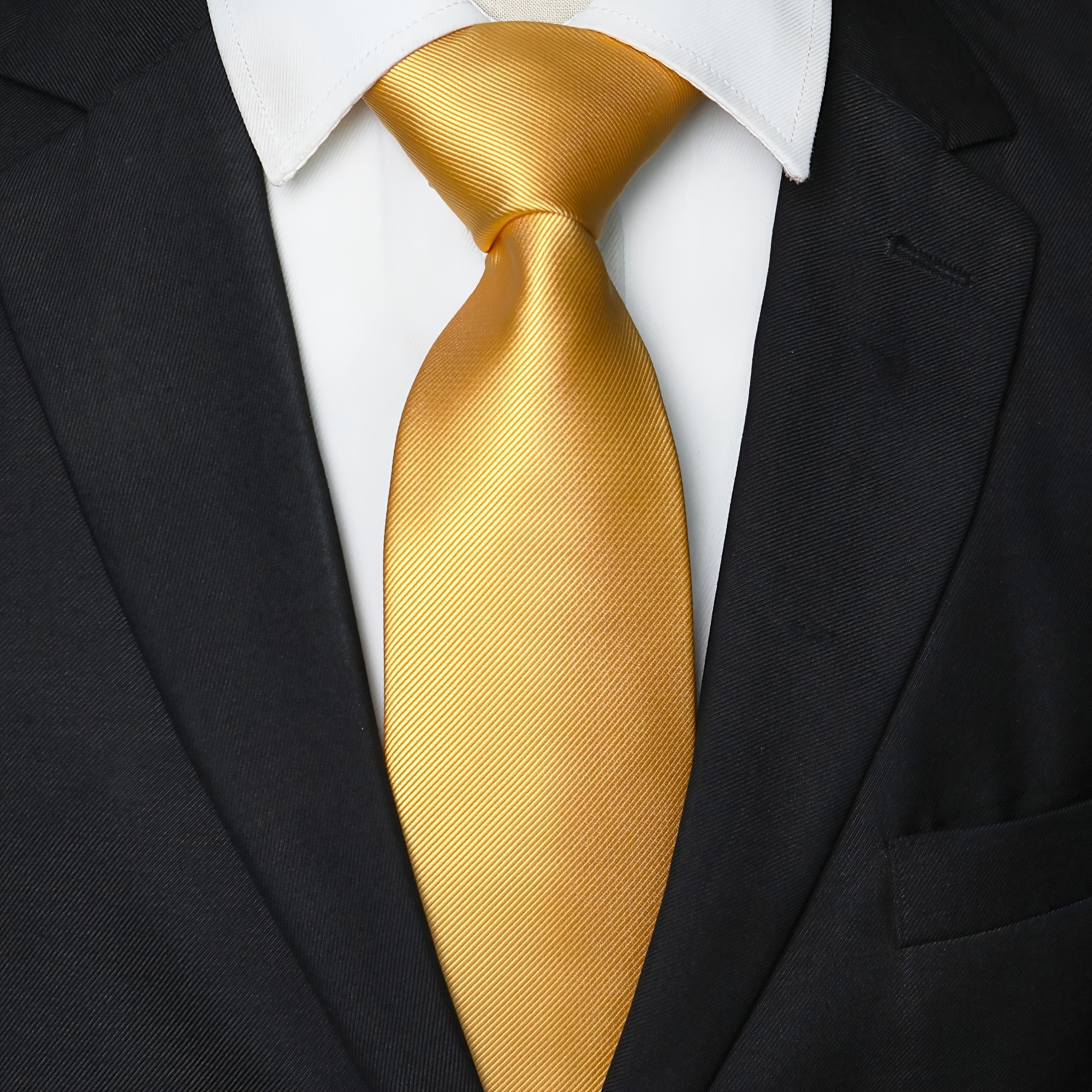 Men's Solid Mustard Golden Satin Necktie