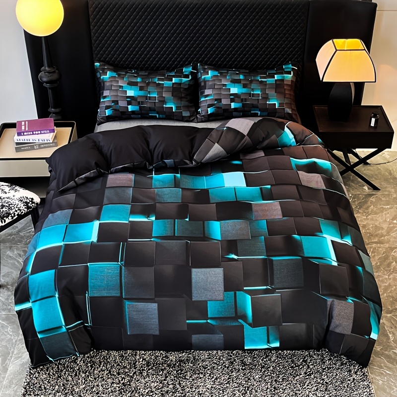 2 3pcs technological sense geometry duvet cover set cool 3  printing home bedding duvet cover for bedroom   1 duvet cover 1 2 pillowcase no core details 6