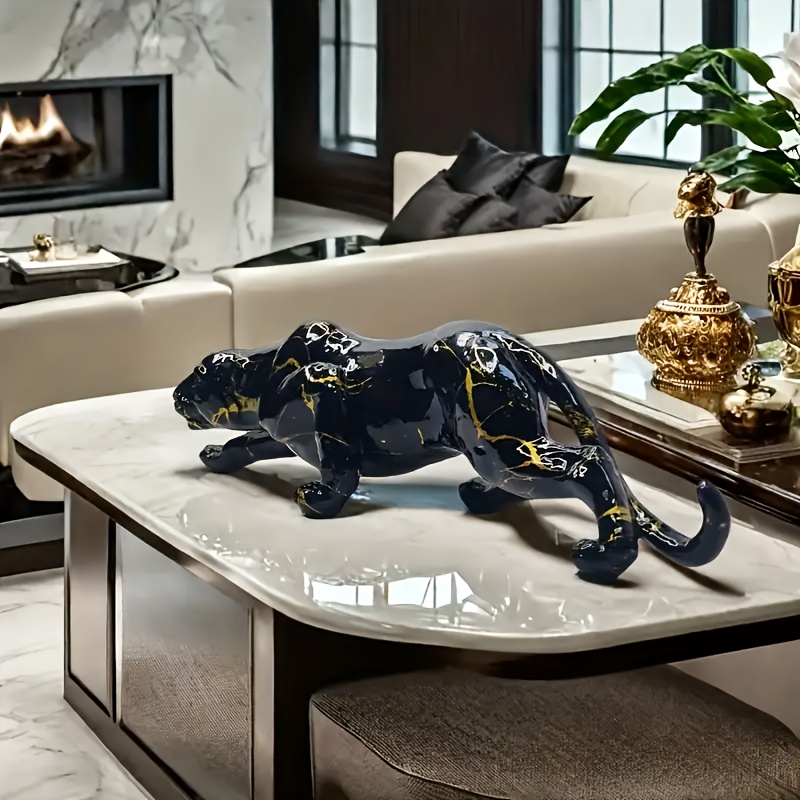 1pc Elegant Black Panther Resin Sculpture - Multi-Use Letter Animal Theme Statue for Indoor & Outdoor Decor, Ideal for Christmas, Thanksgiving, Valentine'S Day, Father'S Day, Mother'S Day - Perfect for Living Room & Office Shelves, Indoor Decoration | Artistic Panther Design | Detailed Craftsmanship, Panther Decor