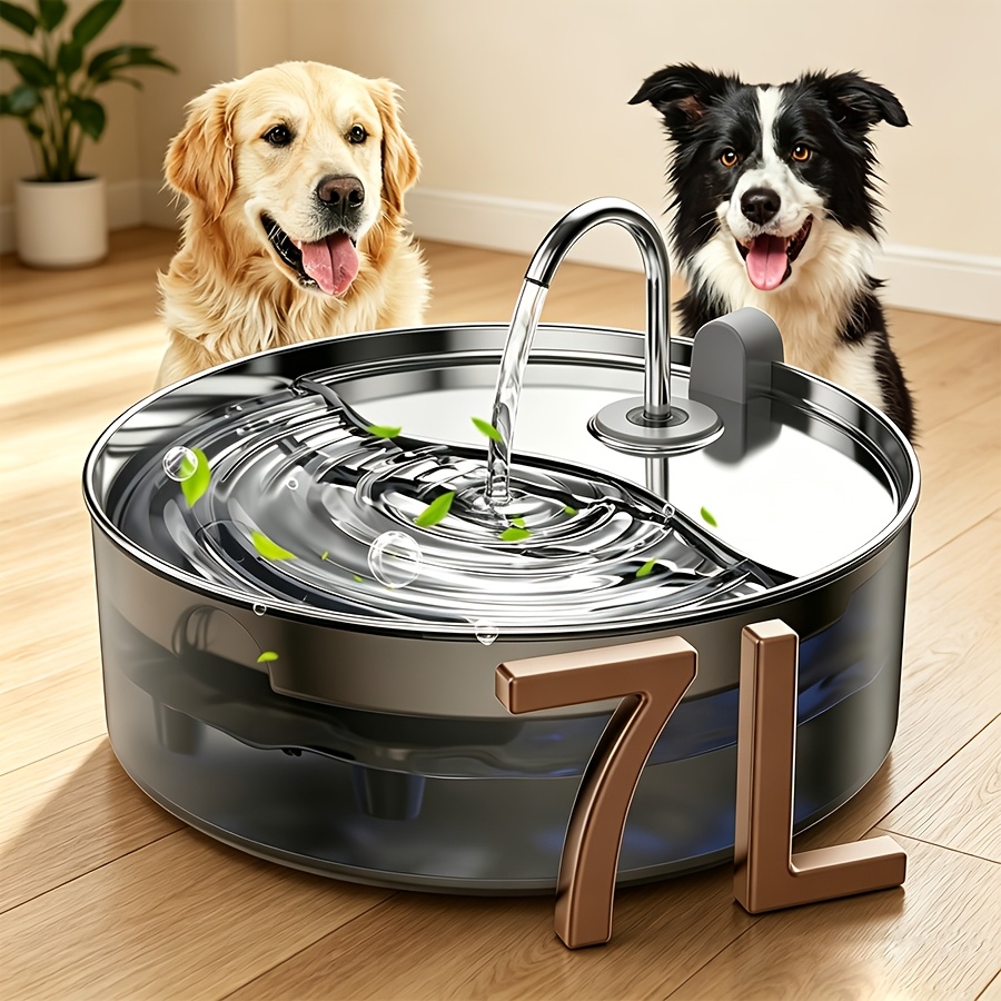 TEMU 7l Dog Water Fountain, Pet Water Dispenser, Design, Food-grade 304 Stainless Steel Material, Filtration, Large Capacity, Easy To Clean,