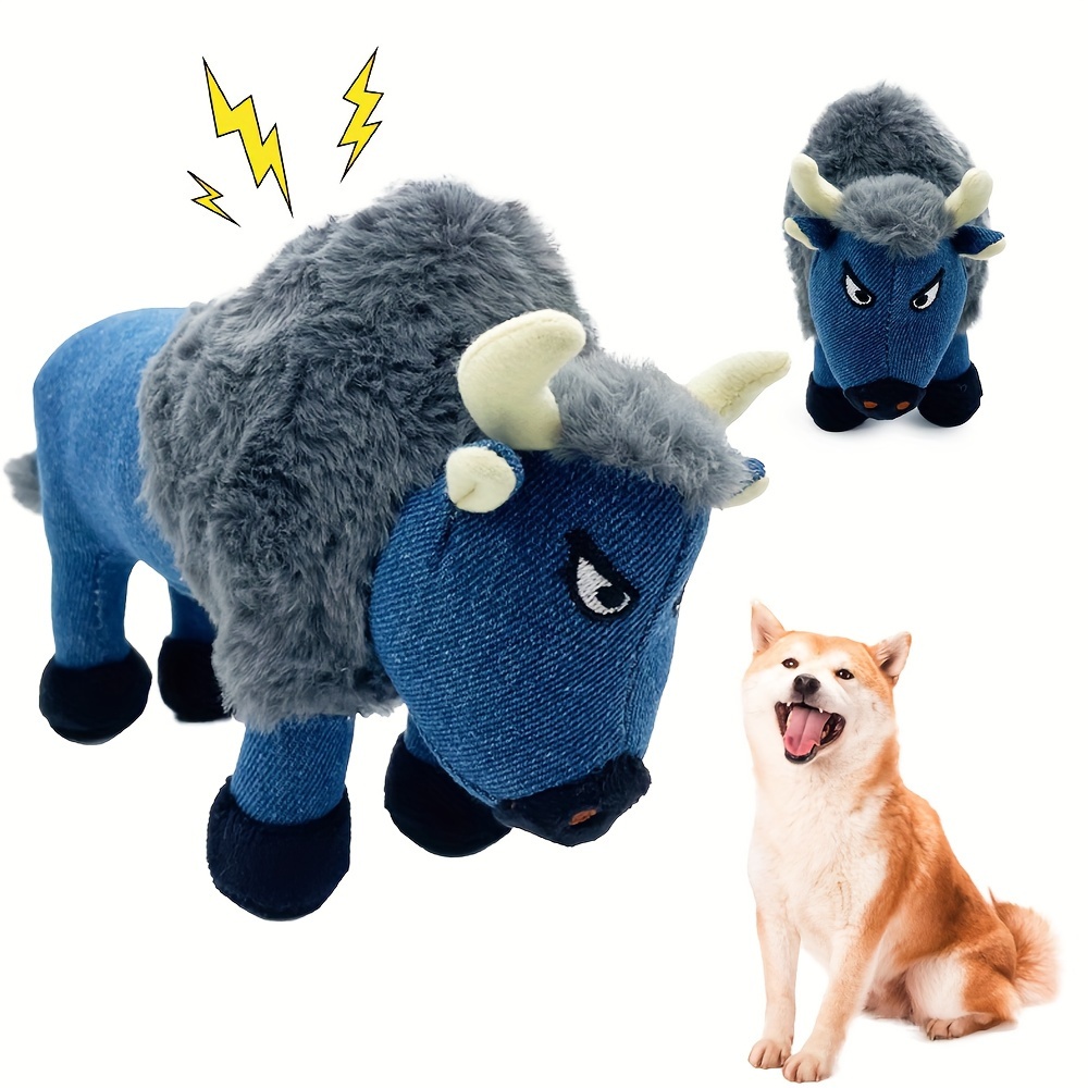 

1pc Dog Plush Bison Toy, Squeaky Interactive Toys Clean Your Teeth Toys For Large Dogs And Small Dogs