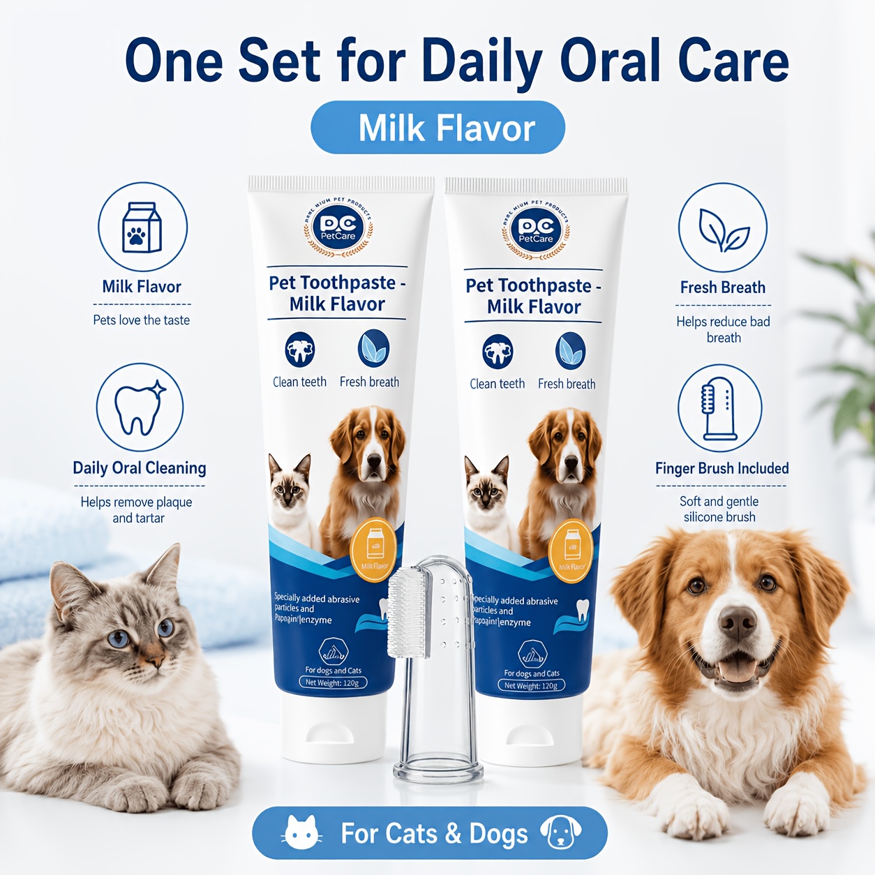 3pcs Pet Toothpaste Set - Specially Designed for Puppies And Kittens, Gently Cleans Teeth, Freshens Breath, And Protects Delicate Gums with a Mild Formula, Suitable for Safe Daily Care of Senior Pets As Well - Image 7