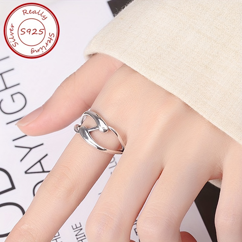 

Sterling Silver S925 Simple Crossover Ring, Minimalist Elegance, Fashionable Unisex Statement Band, Lightweight Luxury, Approx. 2.6g, Vacation Style