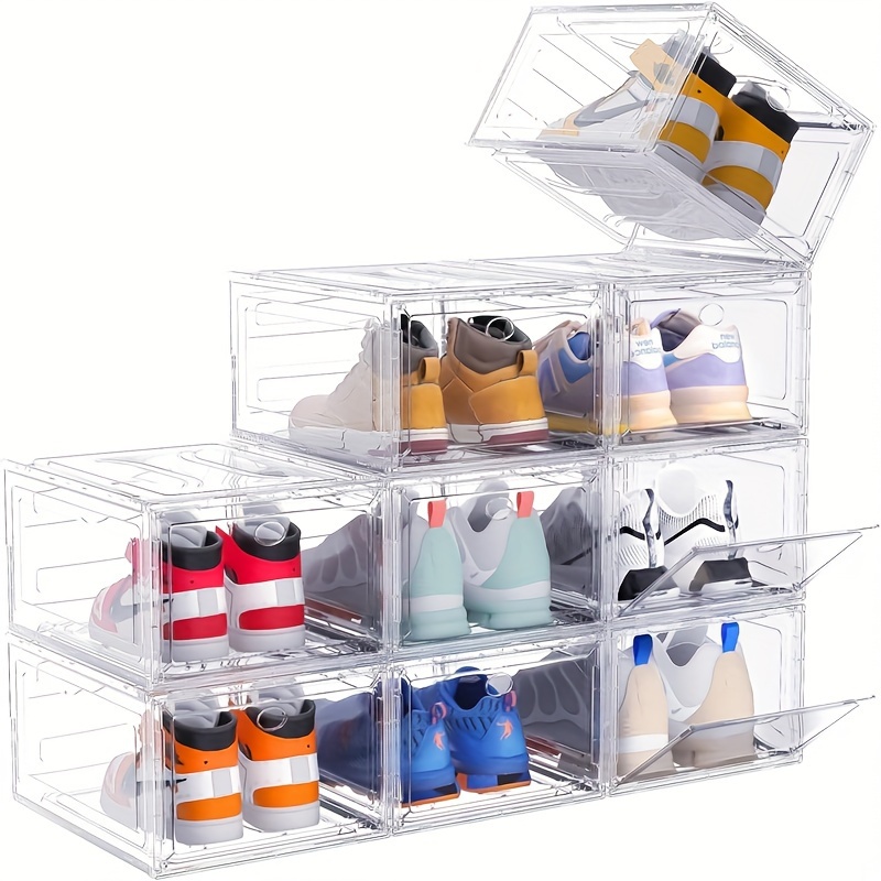 

12pc Shoebox Transparent Plastic Stackable Shoebox Storage Box Is Suitable For Wardrobe, Shoe Display Cabinet, Sports Shoes Storage Box, Shoe Rack