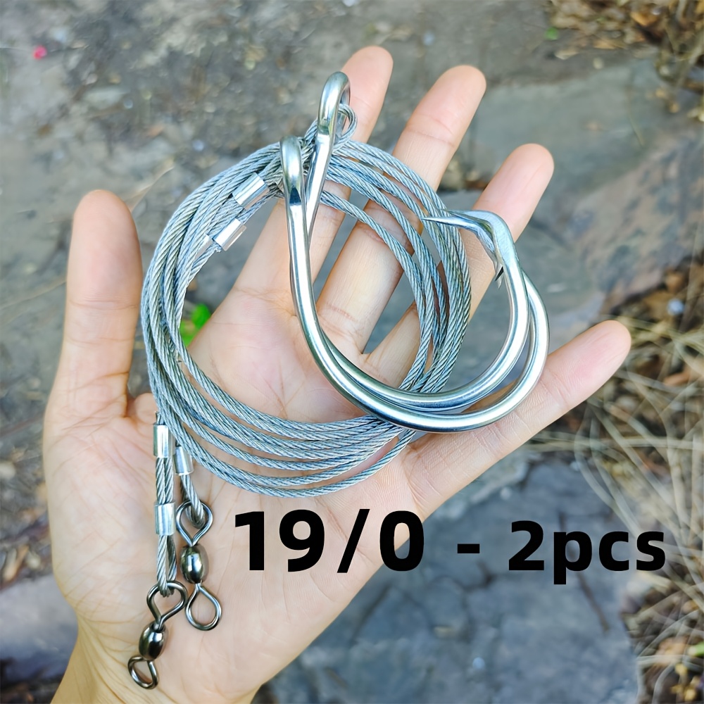 TEMU 2pcs Offshore Deep-sea Fishing Steel Wire Leader With Extra-large Shark/tuna Hooks