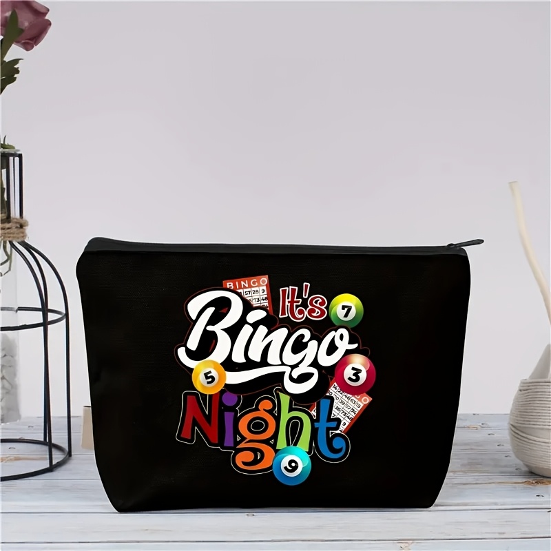 

Themed Fabric Toiletry Bag - , Lightweight, Foldable, Machine Washable, Multi- Cosmetic Pouch With Zipper Closure For Makeup, Stationery - Ideal Gift For Bingo Enthusiasts