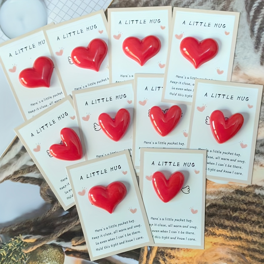 

10-pack Heart-shaped Resin Pocket Cards, Inspirational Greeting Cards, Acrylic & Paper, Valentine's Day Party Favors, Thoughtful Keepsake For