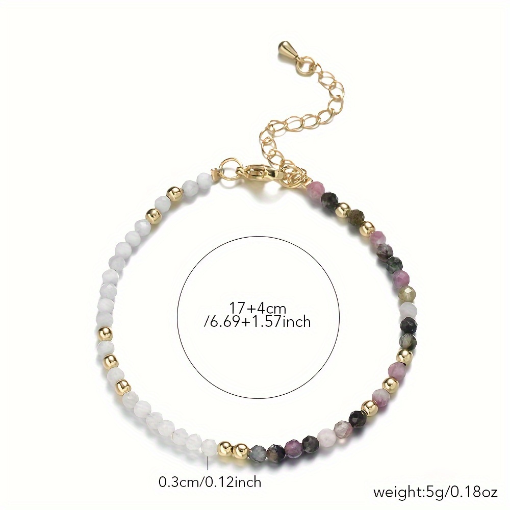 1pc 3mm Elegant Natural Stone Gemstone Bracelet Women' Flash Stone Sunstone Amethyst Ite Peridot Crystal Hand Jewelry