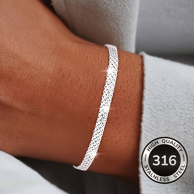TEMU Bracelet Tressé Unisexe Élégant en Acier Inoxydable 316 de Haute Qualité Hypoallergénique - Convient pour les Fêtes, les à l'Étranger et Toutes