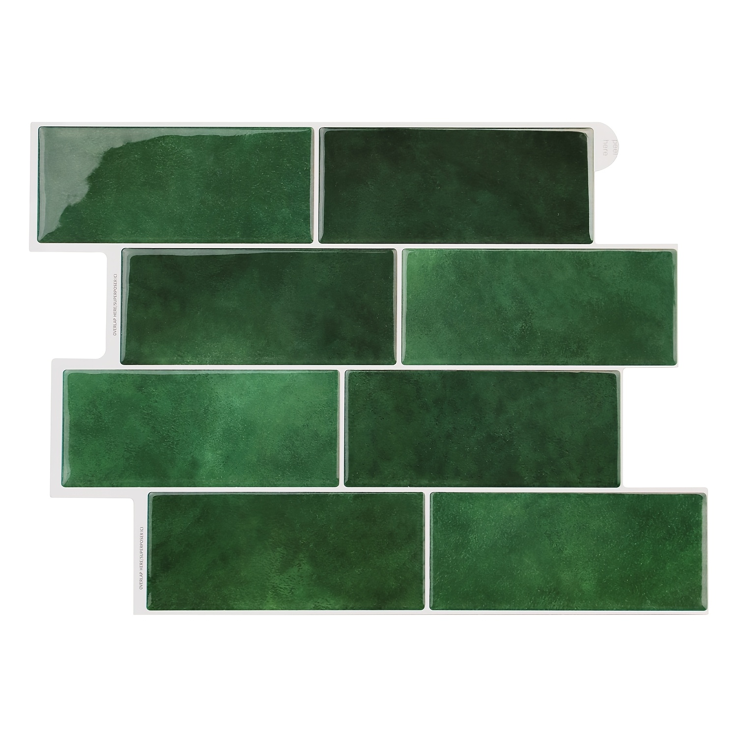 TEMU 5pcs Set 9.53" X 8.38" Self-adhesive Vinyl Wall Stickers, Green Textured, Self-adhesive 3d For Kitchen, Balcony, Sink, Bathroom, Dining Room, ,