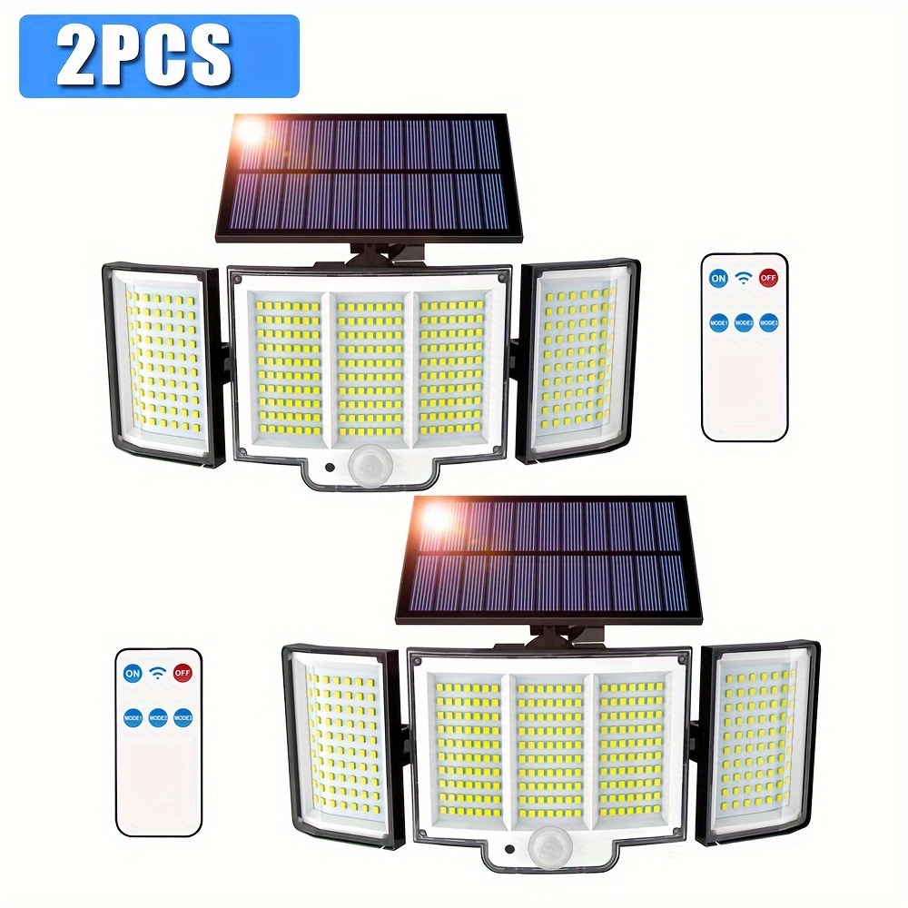 

348 Led Solar Wall Light With Motion Sensor, 3-mode Solar Light With Remote Control, Suitable For Outdoor Street Lights, Lights, Courtyard Lights, Street Lights