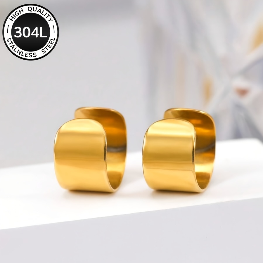 2pcs Minimalist Hip Hop Stainless Steel Non-Pierced Ear Clips