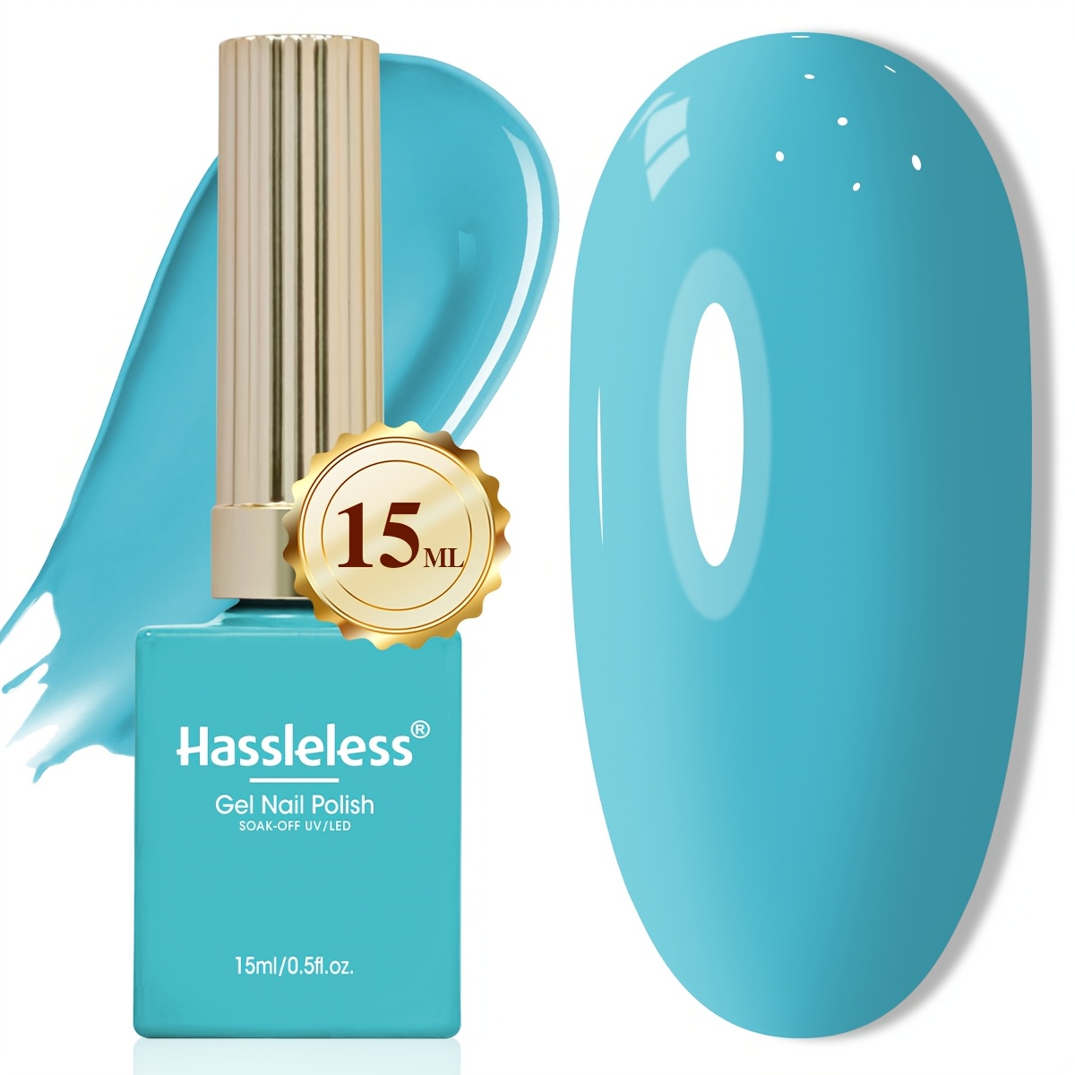 TEMU 15ml Gel Nail Polish In A Bow Glass Bottle, A Surprise Gift. This , Shiny, And Bright Ocean Blue Gel Is Designed For Quick Application And