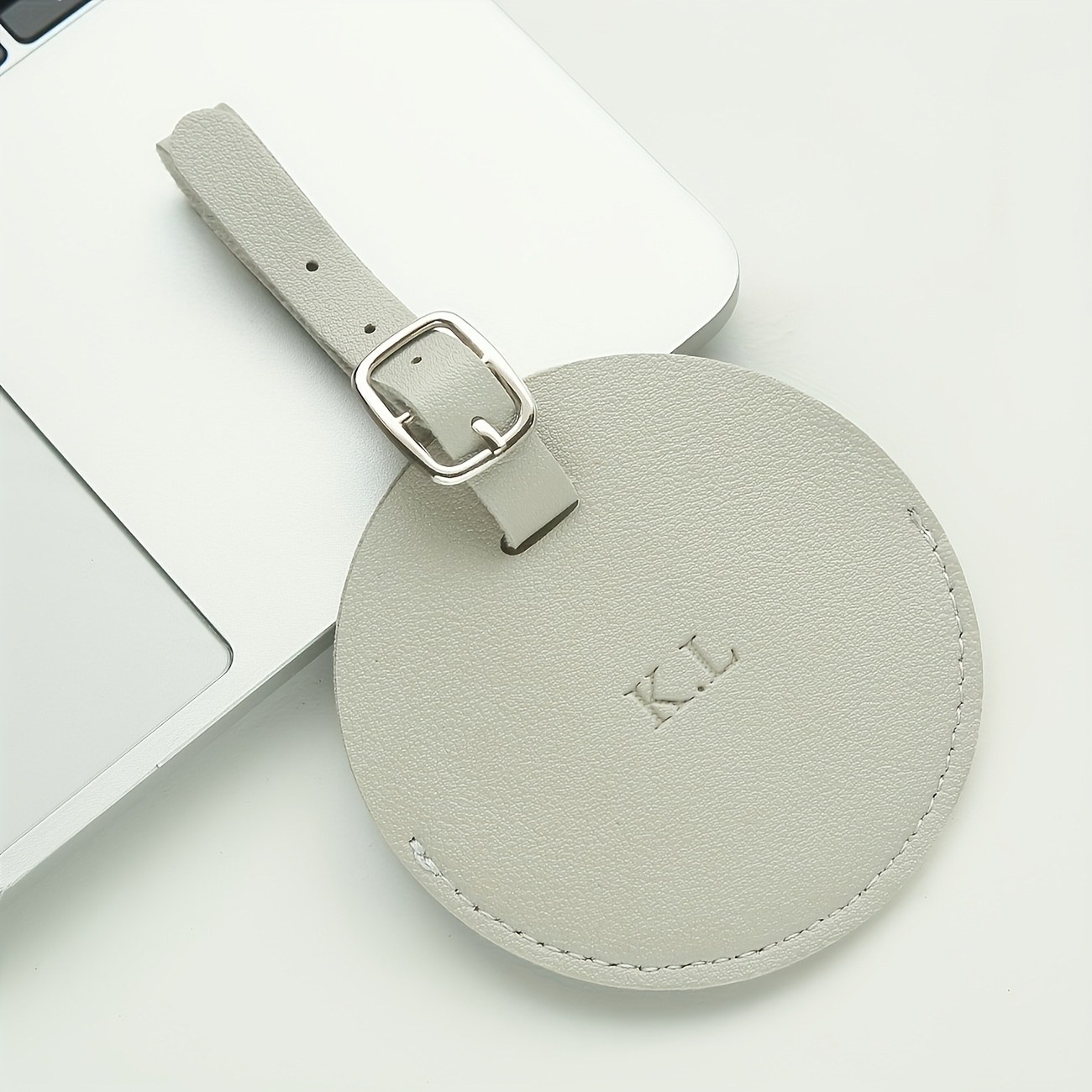 Personalized Round Luggage Tag with Initial, Custom Travel Accessory