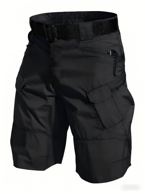 mens cargo shorts solid color multi breathable stretch fabric suitable for casual wear outdoor hiking sports belt free