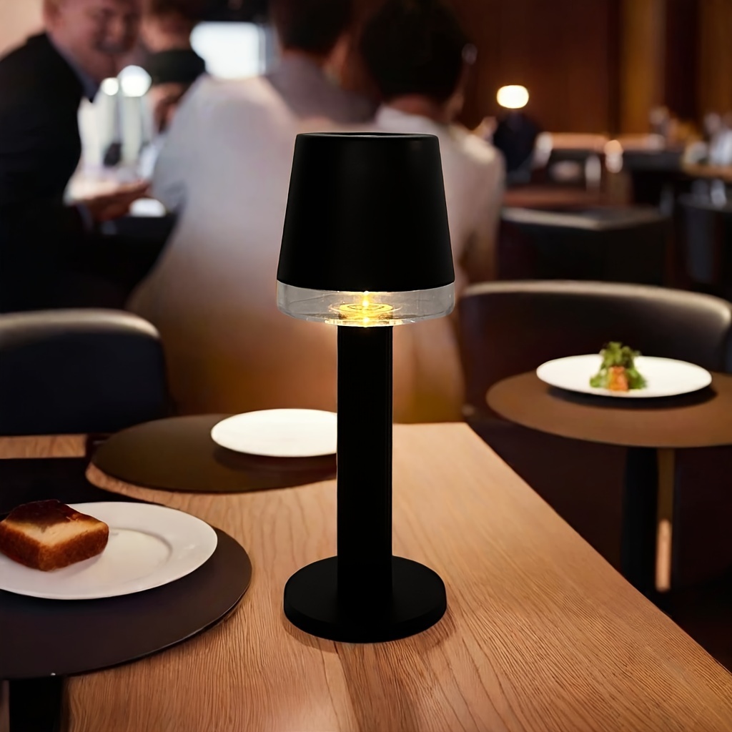 1pc/2pcs Solar Light, Black Plastic Small Table Lamp, Simple Portable Desk  Lamp, IP44 Suitable for Outdoor Dining Table, Patio, Balcony, Terrace