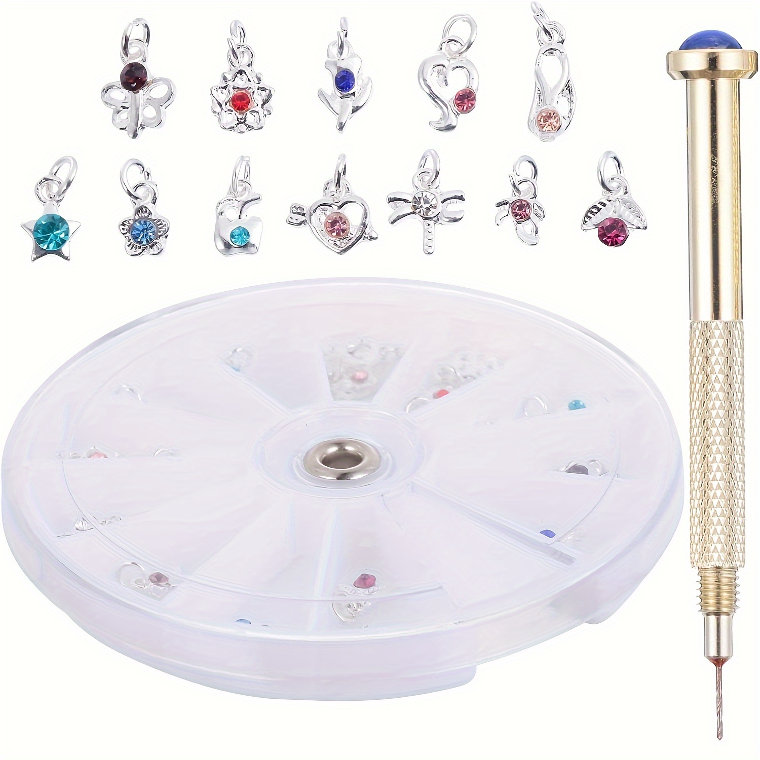 

24pcs Art Set, 3d , Alloy Metal Jewelry Piercing Tool, , , For Decoration -