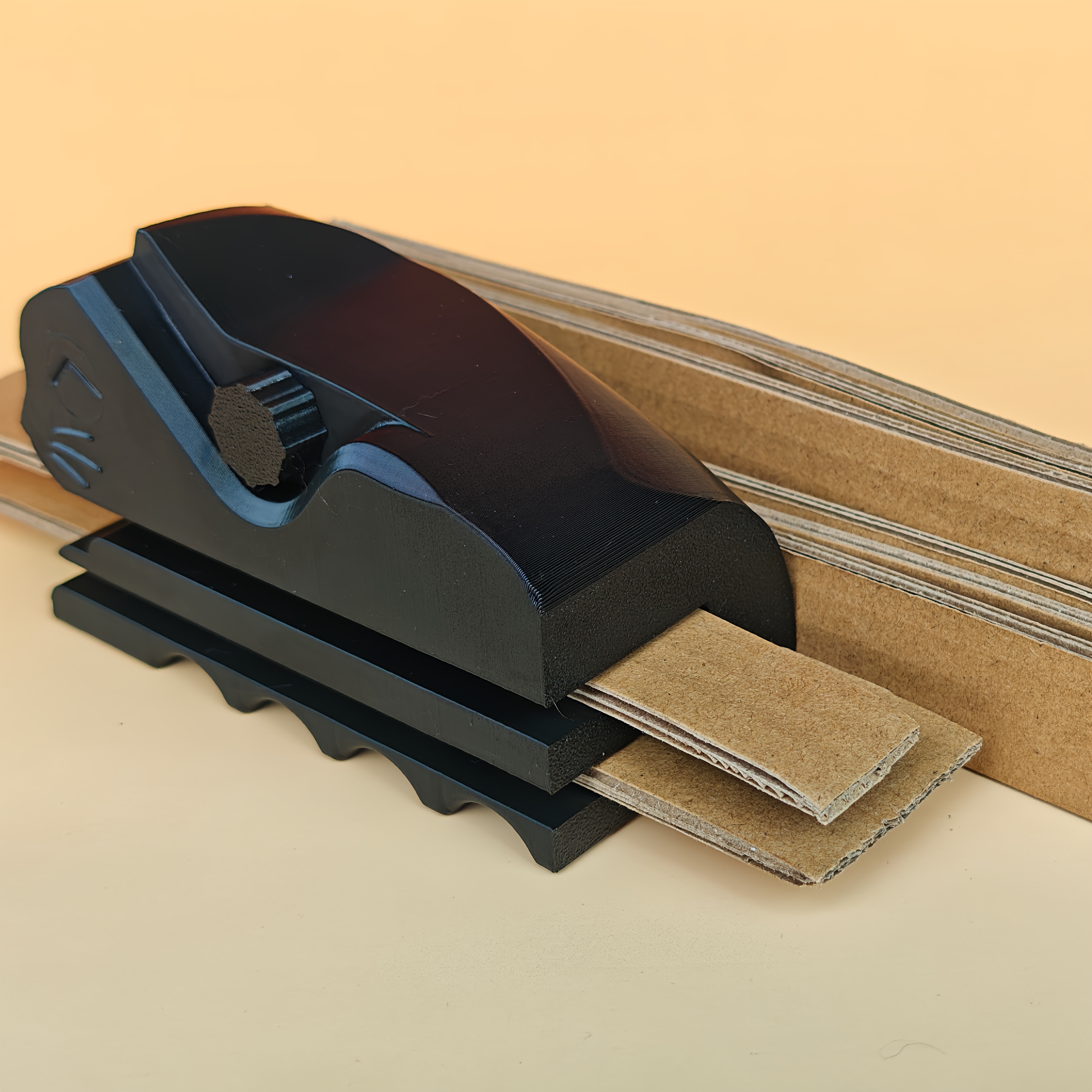 a black cat scratcher paper strip cutter   version with   size and feel   of cutting   4cm 1 57in and 2 5cm 0 98in this 3d printed   supply is a durable plastic tool for making corrugated cardboard