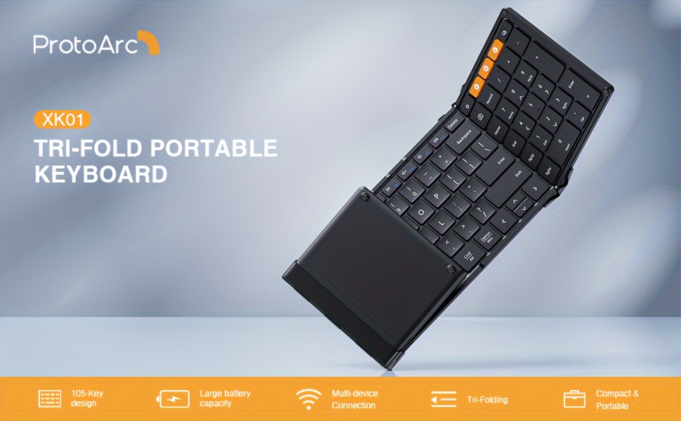xk01 foldable wireless keyboard, folding wireless portable keyboard with  numeric keypad, full-size travel keyboard for windows ios android tablet  smartphone laptop pc, black | Shop Now For Limited-time Deals | Temu
