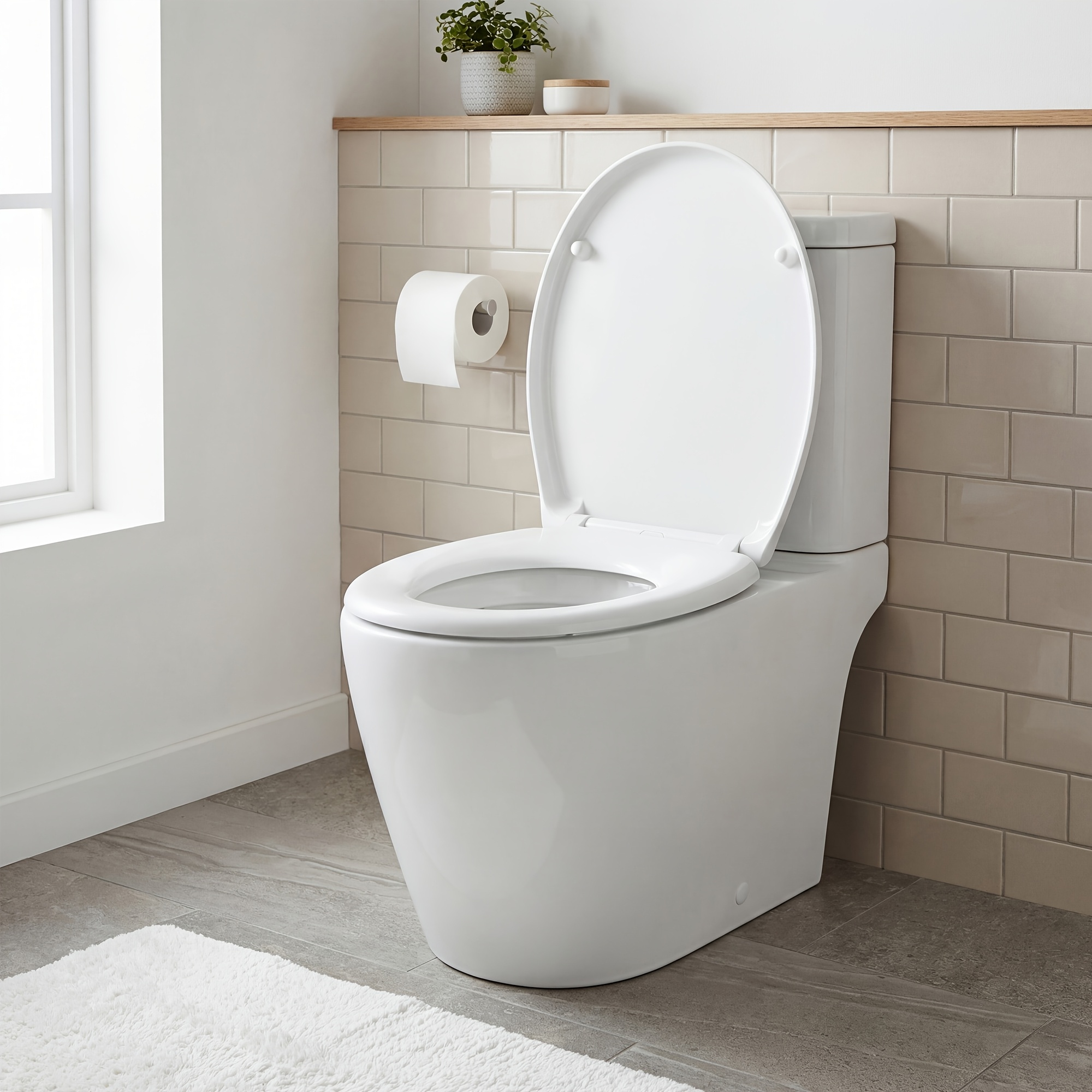 Image of O-shaped Toilet Seat With Removable Lid & Handle - Fit Suitable For Bathrooms, , Quiet Closing Mechanism, Plastic Round Wc Seat For European Bathrooms, Up To 300kg Weight Capacity