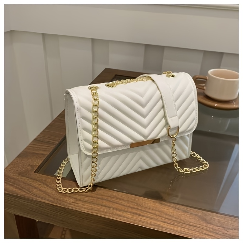TEMU Sac bandoulière pour femme avec sangle réglable et fermeture - Petit sac carré à chaîne en de V, convient pour les , , cadeau, //, Sac à