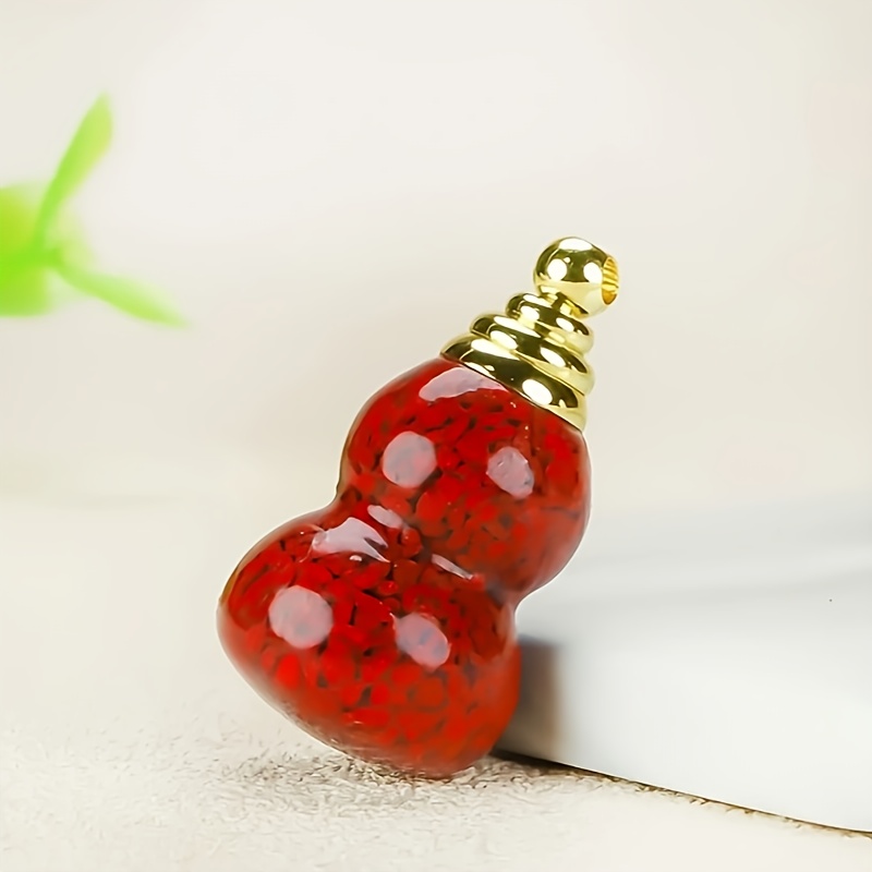 Sand Cinnabar Gourd Pendant Necklace, Unique Gift