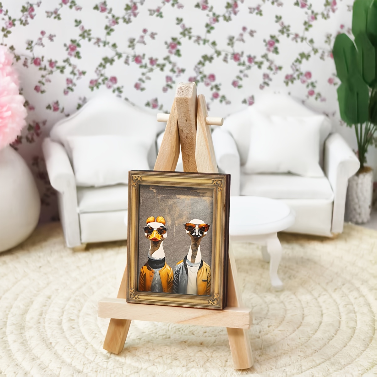 Dollhouse Miniature Cool Duck with Fashion Glasses Ornament