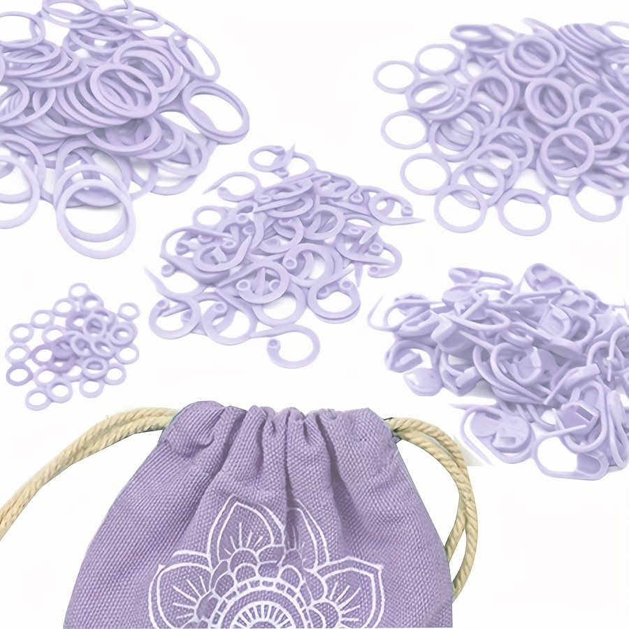 60pcs Markers, 5 Combinations: Cherry Pink And Violet Weaving Markers, Safety Pin Shape Sewing And Knitting Fixing Markers, For Quick Knitting And Fixing Marking Lines, Individually Packaged