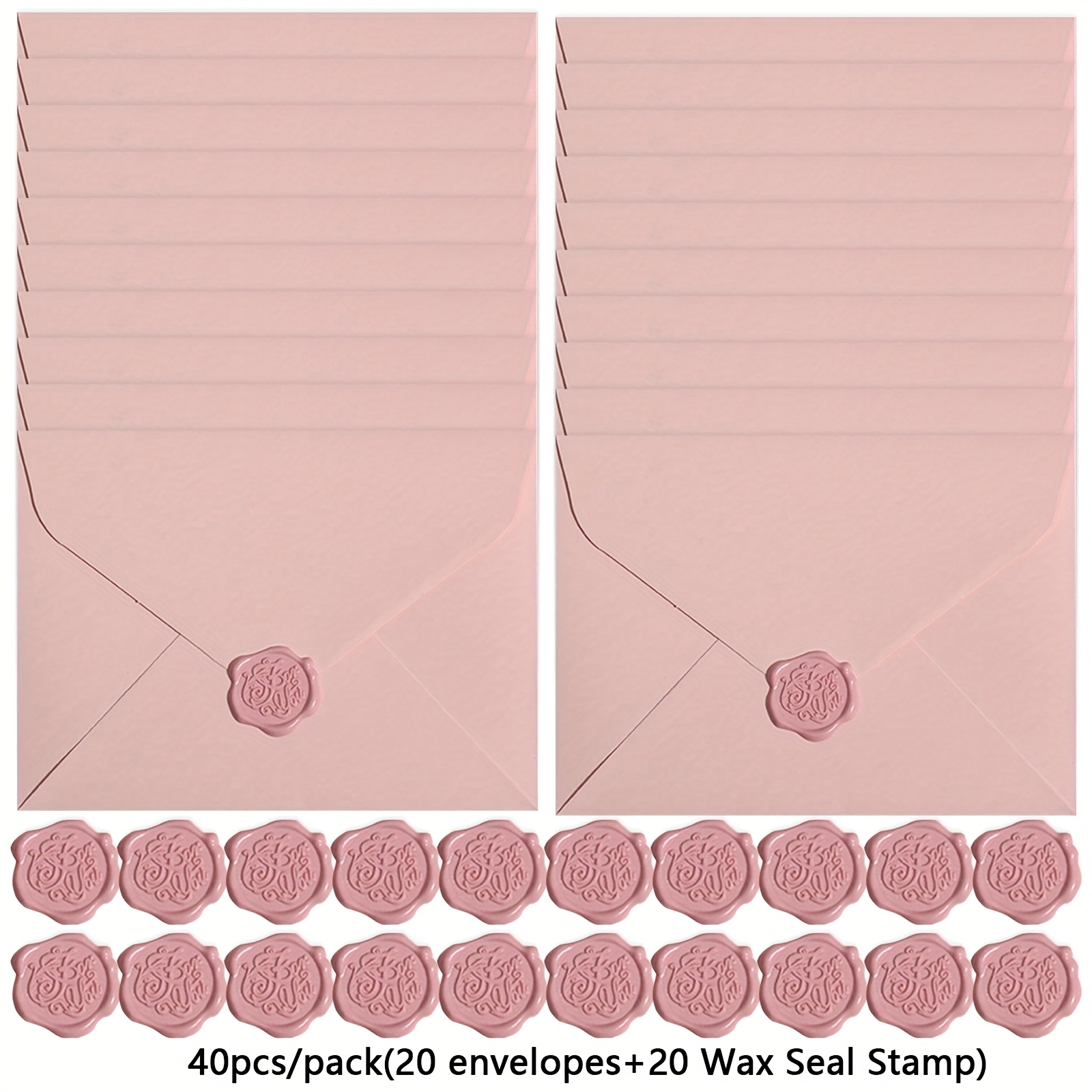 40pcs/pack Large Thickened Retro Envelopes With Wax Seal Stamp, High-quality Envelope For Wedding Invitations.valentine's Day,mother's Day Gift 20 Envelopes+20 Lacquer Seals)