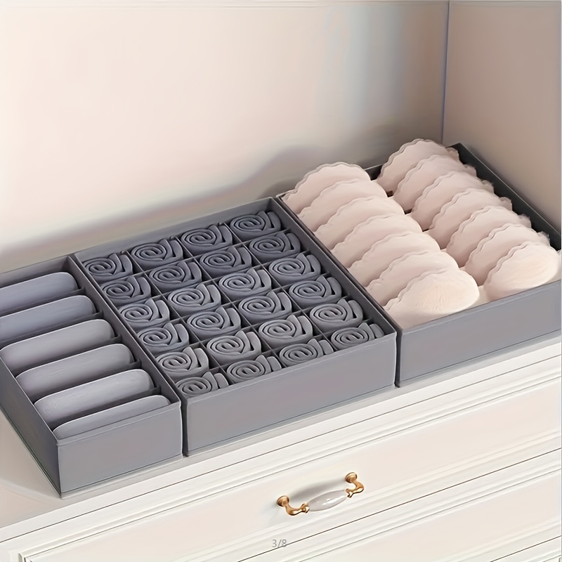 3pcs Foldable Underwear Organizer, Bra And Panty Divider, Closet Drawer Organizer, Clothing And Socks Storage Box