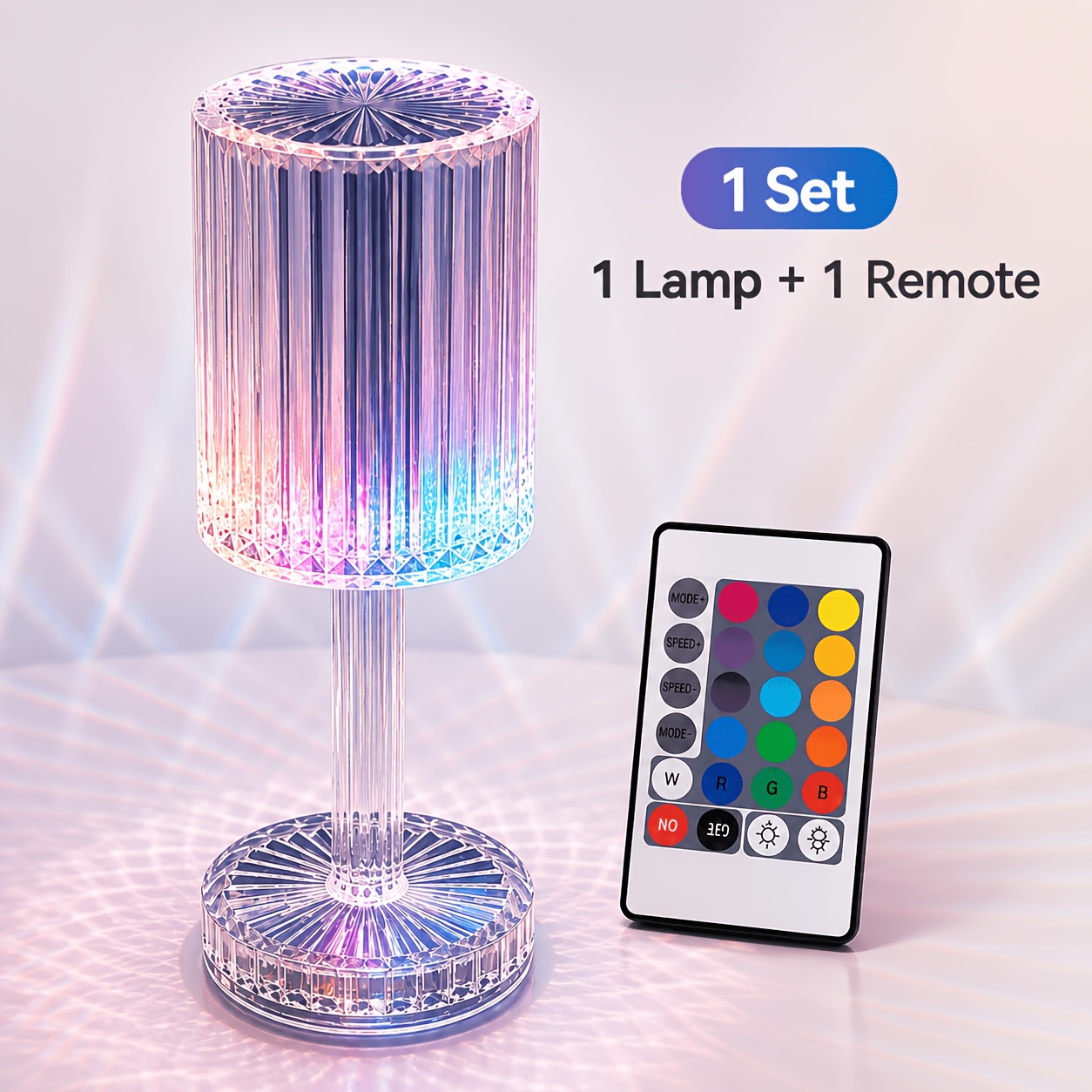 TEMU 1pc Crystal , Rgb 16 Color Changing Touch Night Light, Usb Rechargeable , Creative Office Desk Lamp, Acrylic Bedside Lamp, Decor Light For
