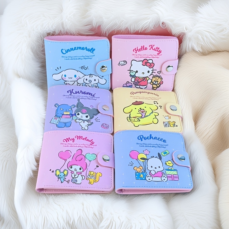 

Adorable Cartoon Pu Synthetic Leather Coin Purse Kawaii Double Fold Small Wallet Hello Kitty Melody Portable Small Wallet