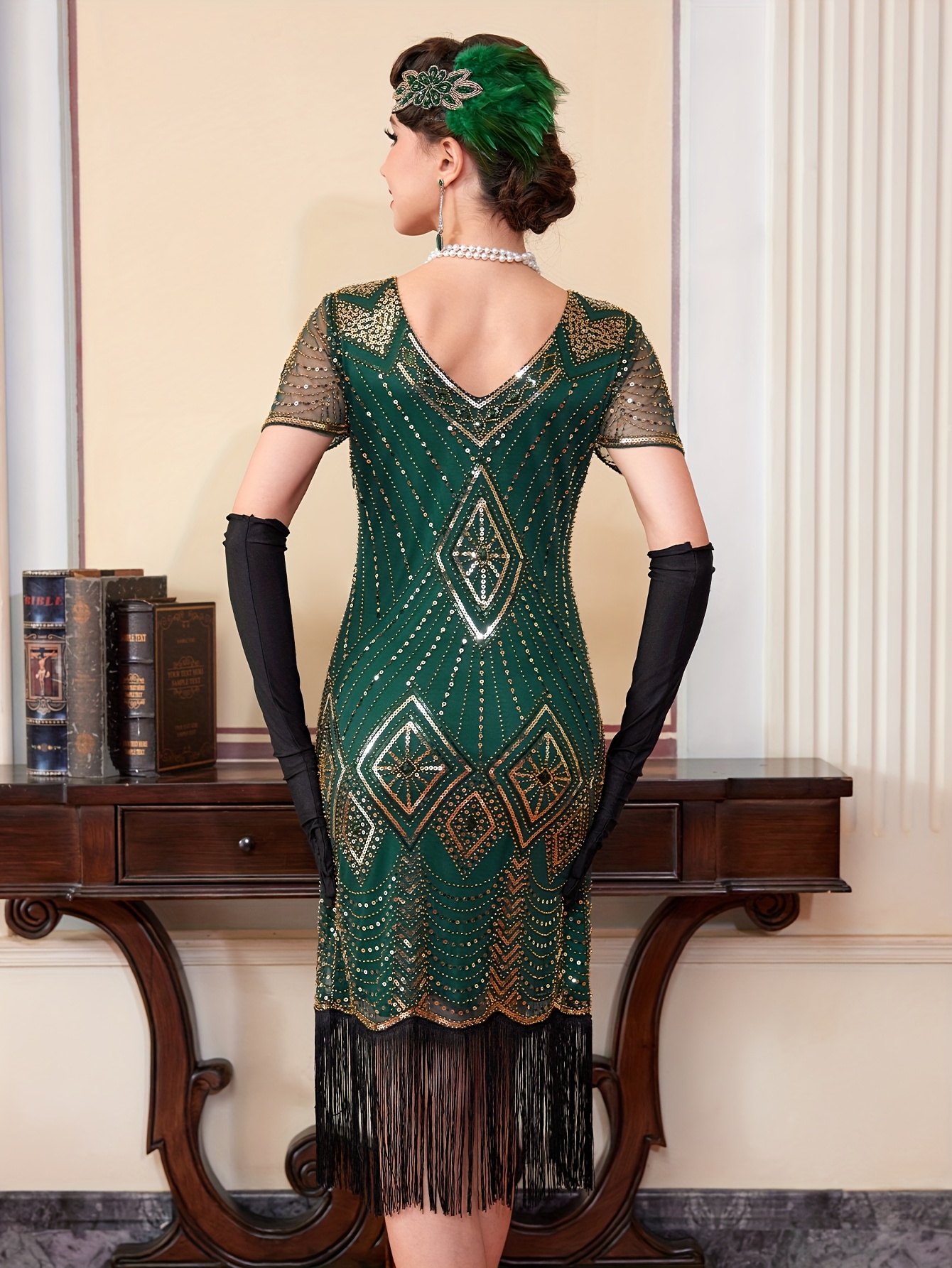 emerald green 1920s flapper dress plus size Unique Vintage Plus Size Light Green & Ivory Wilshire Flapper Dress