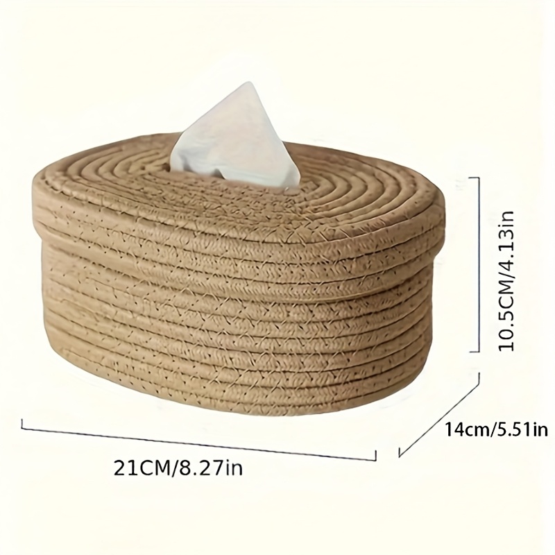 canvas rope tissue box dispenser and storage basket for napkins wet wipes masks elegant woven design suitable for bedroom living room dining office thanksgiving holiday decor 1 pack Product details 3