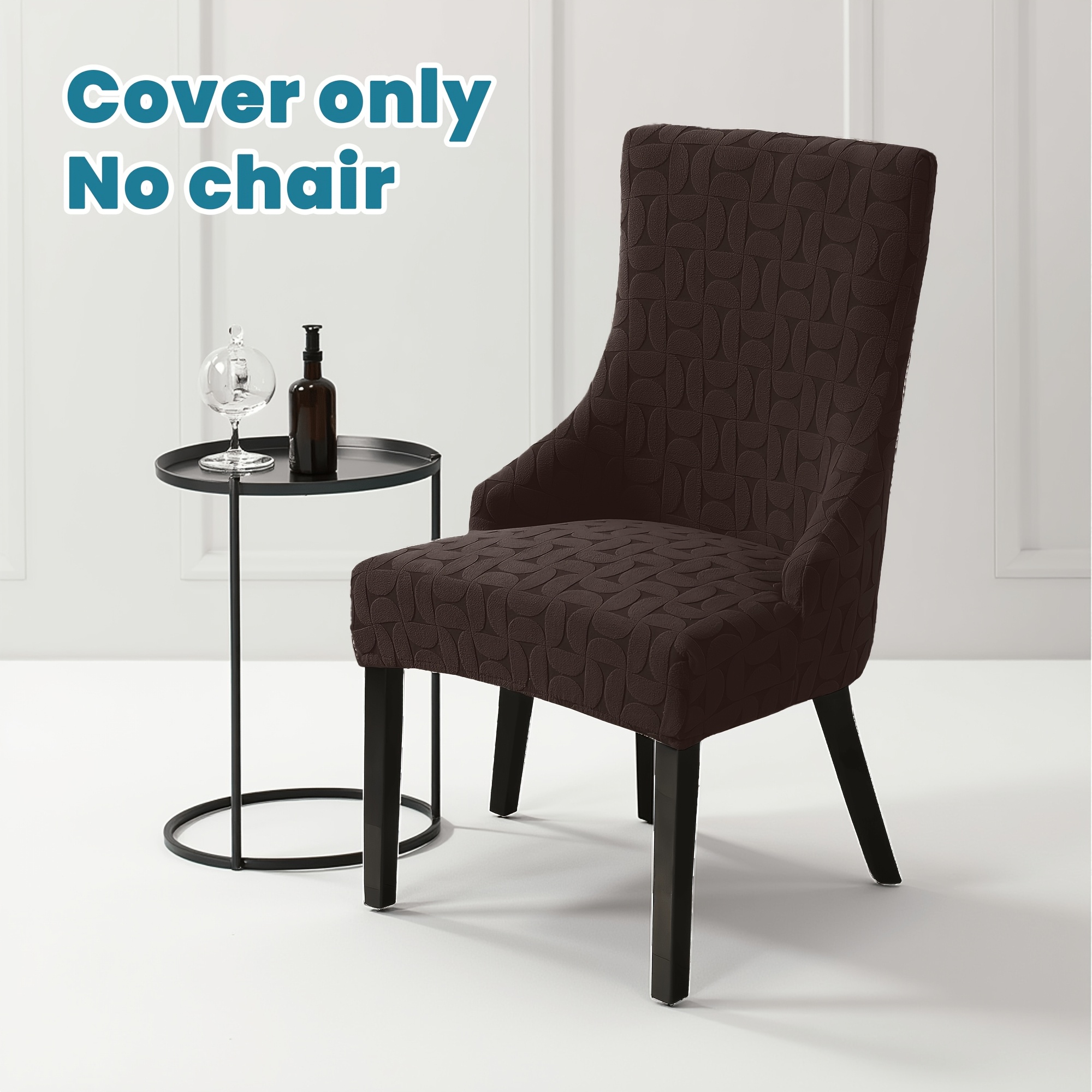 TEMU 1pc New Sherpa Half-circle Geometric Jacquard Elastic Full-cover Armrest Dining Chair Cover