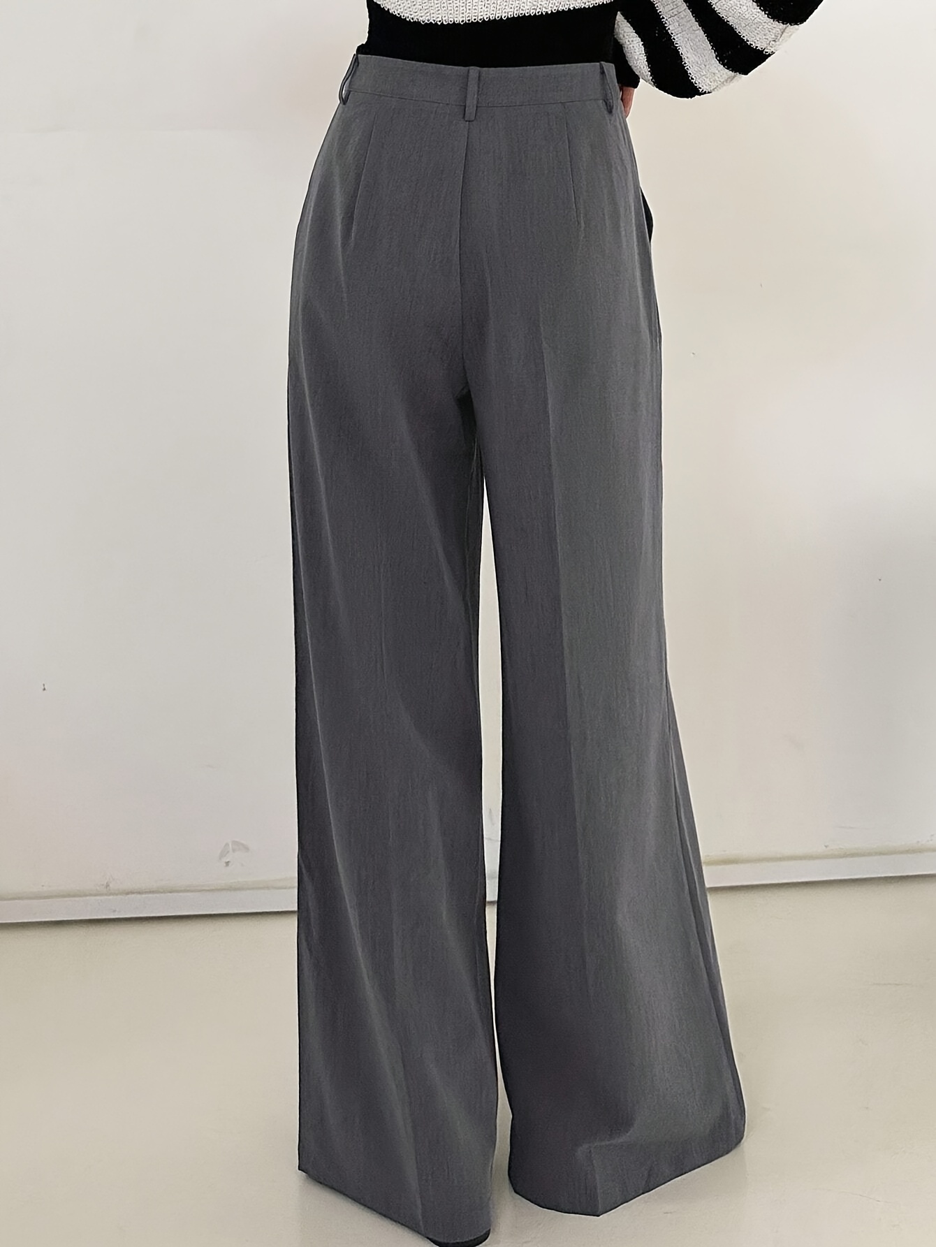 black gray wide leg pants womens spring autumn high waist - Temu
