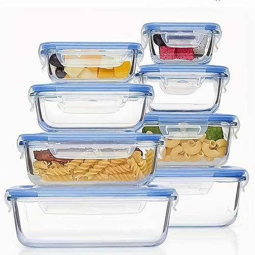 16pcs sealed glass food storage containers lunch boxes microwave and oven safe salads fruits vegetables and sandwiches lunch box sealed storage durable glass food storage containers 8 lids and 8 containers