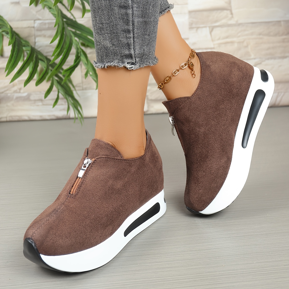 TEMU Cross-border E-commerce Women's Slip-on Fashionable, Lightweight, Comfortable, Versatile, Elegant, Height-increasing Casual Shoes, Women Shoes,