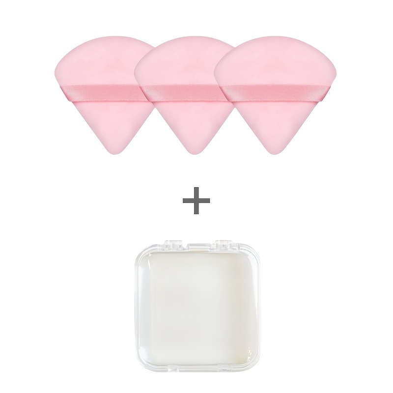TEMU 3pcs Housse de Cosmétique, Incluant 1 Étui de Voyage Portable, Housse de Fixation, Housse Triangulaire Lavable, Tampon Éponge Réutilisable,