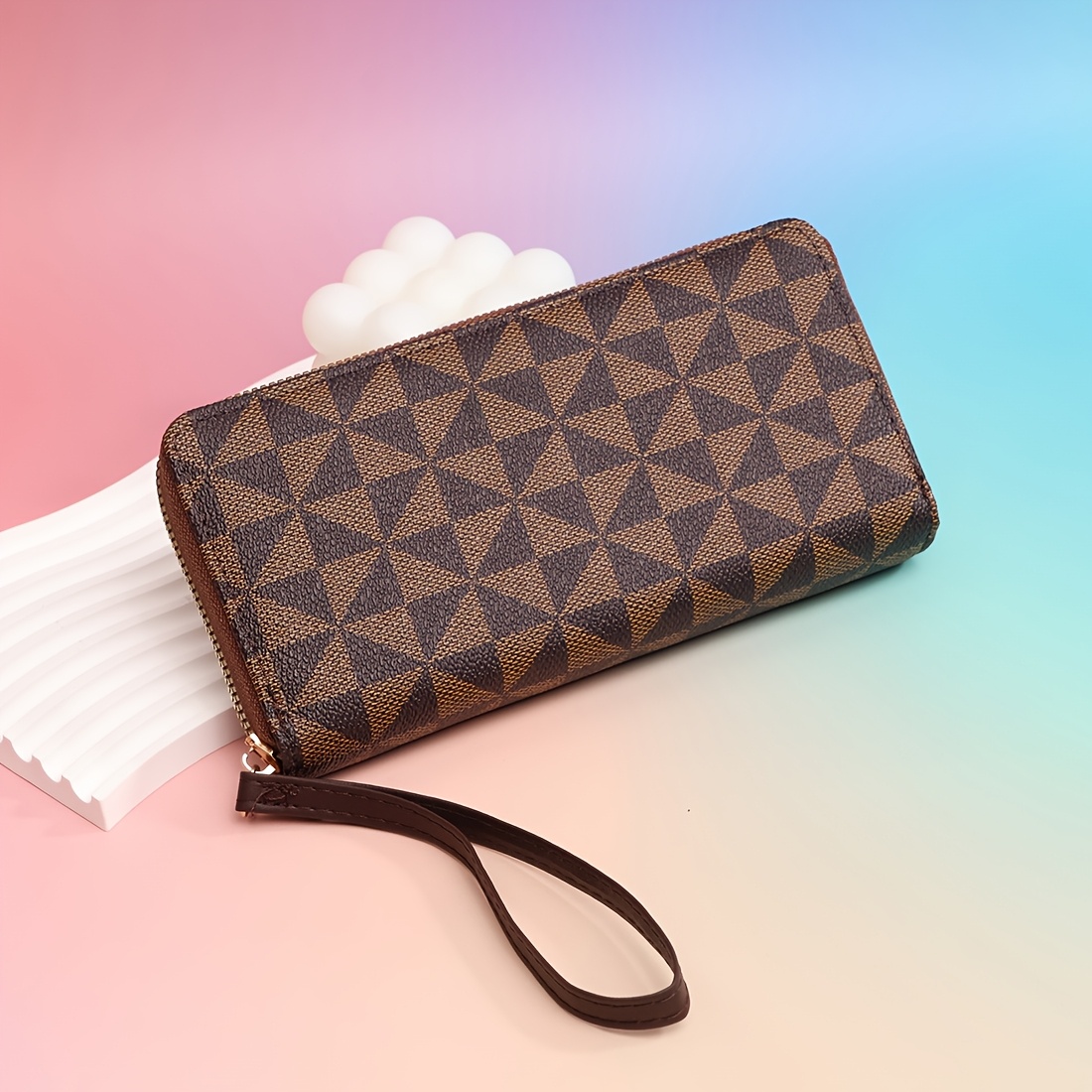 Vintage Long Wallet With Zipper Closure, Multiple Card Slots And Cash Compartment, Fashionable And Practical
