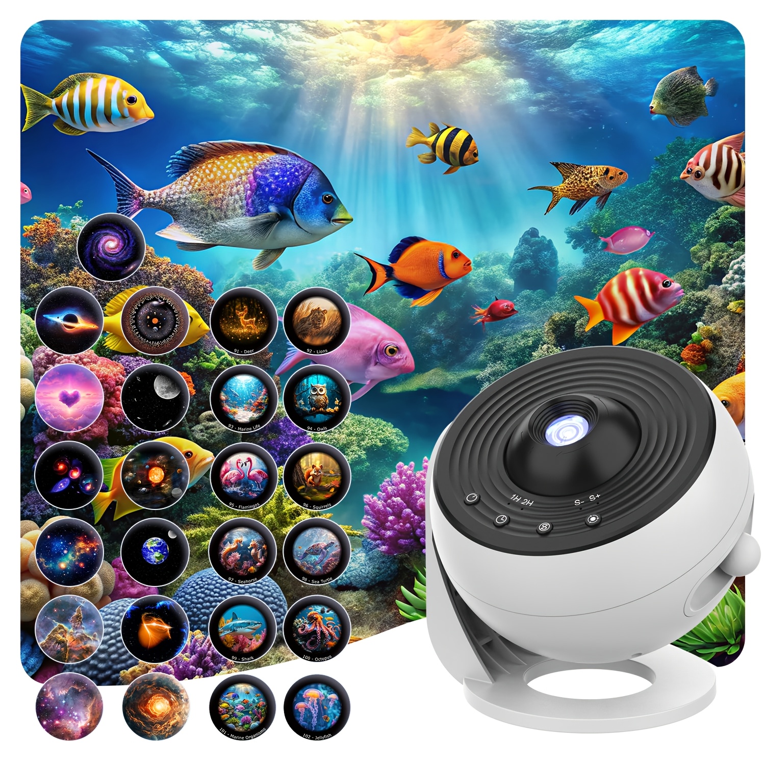 TEMU Galaxy Projector Pro For Bedroom, 25-in-1 Upgrade Ocean & Animal Planetarium Star Projector With Realistic Hd Discs, 360° Rotating Starry Sky