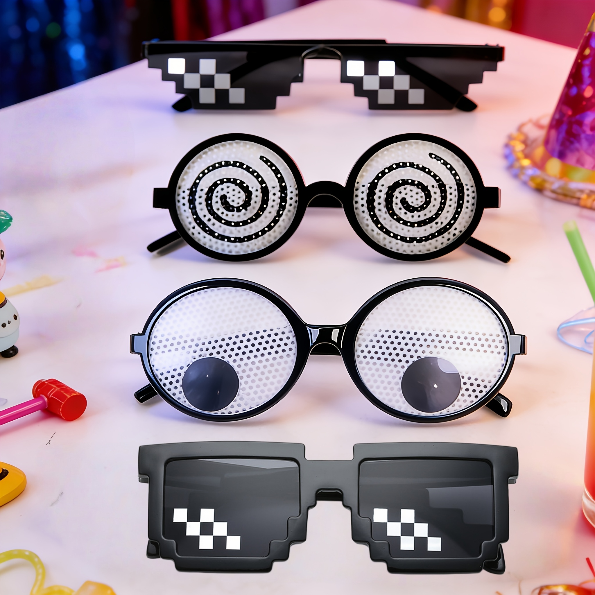 E-shop 4 Stk. Rollenspiel-Partybrillen, Fotokabinen-Requisiten, lustige Brillen, Streichbrillen, Foto-Requisiten für Feiertagsfeiern, geeignet für