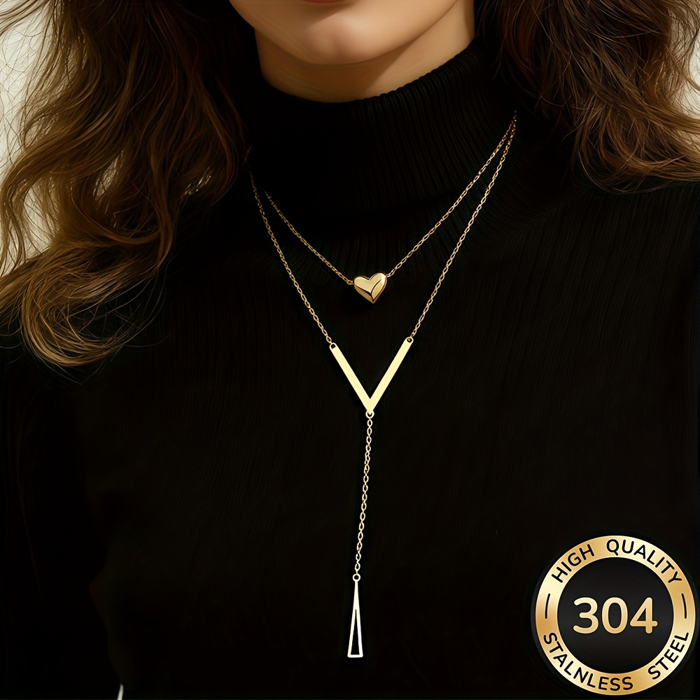 High Quality Stainless Steel Golden Stacked Necklaces Anti