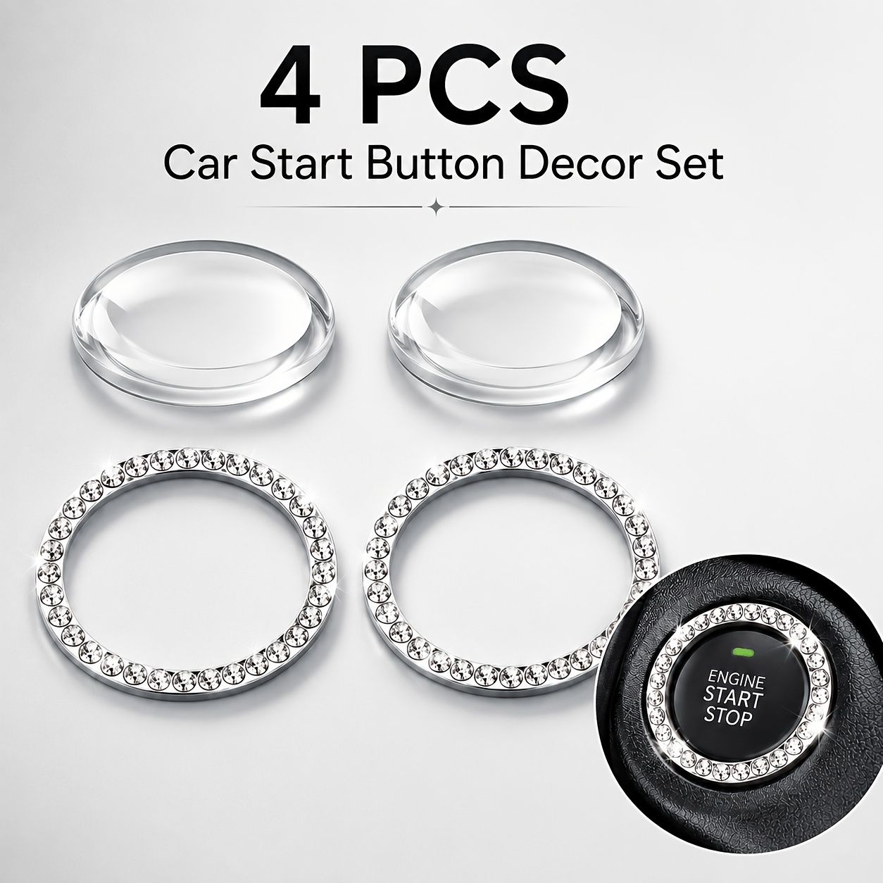 TEMU 4pcs Set Of Multifunctional -touch Start Protection Stickers Decorative Combination 2pcs White Protection Stickers And 2pcs White With Drill
