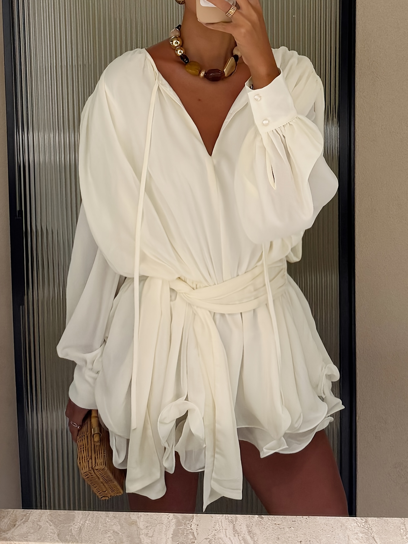 white christmas dresses corduroy casual solid dress plus size 5x loose dress women – Micze Design  Studio main image 0
