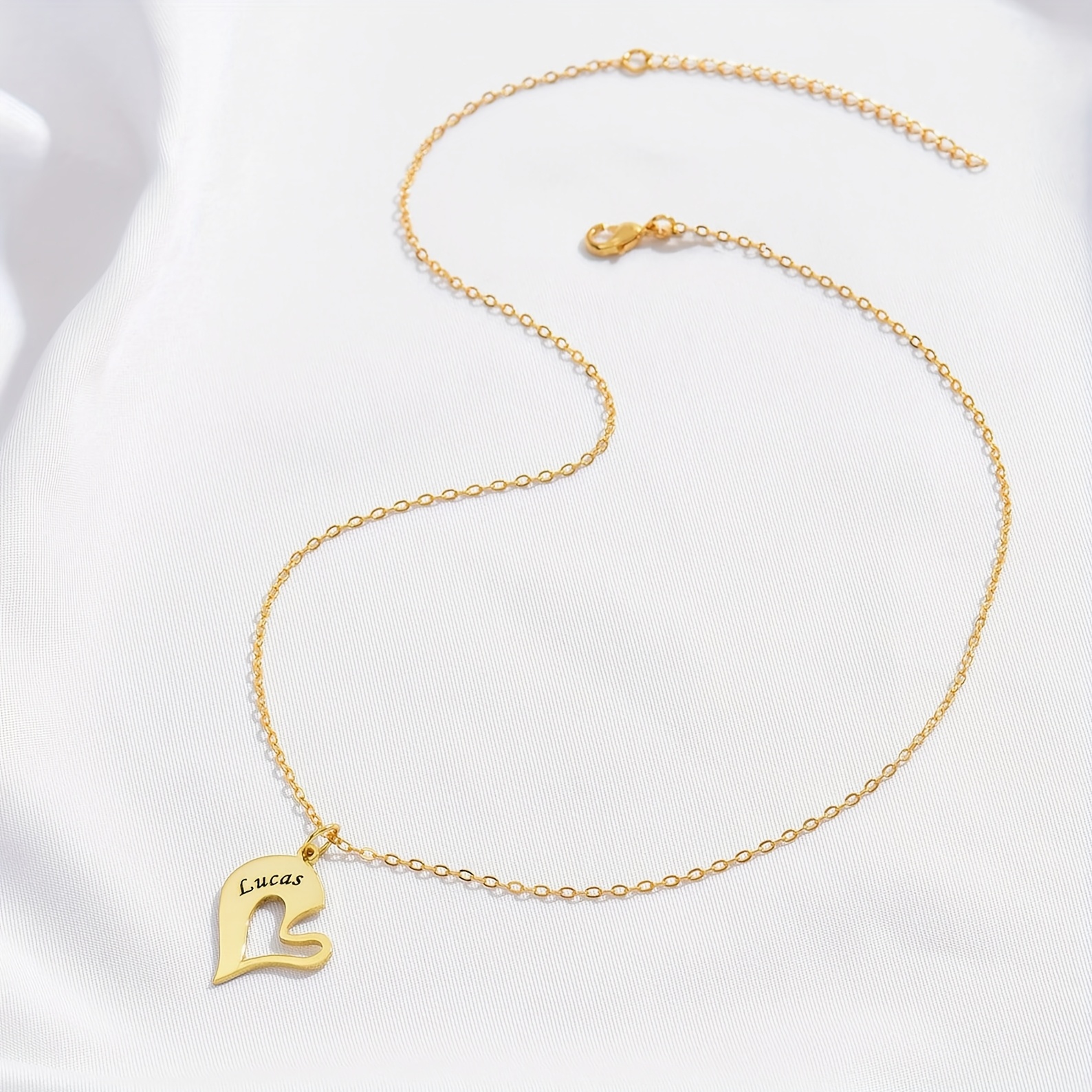 Custom Couple's Half-Heart Necklace Set