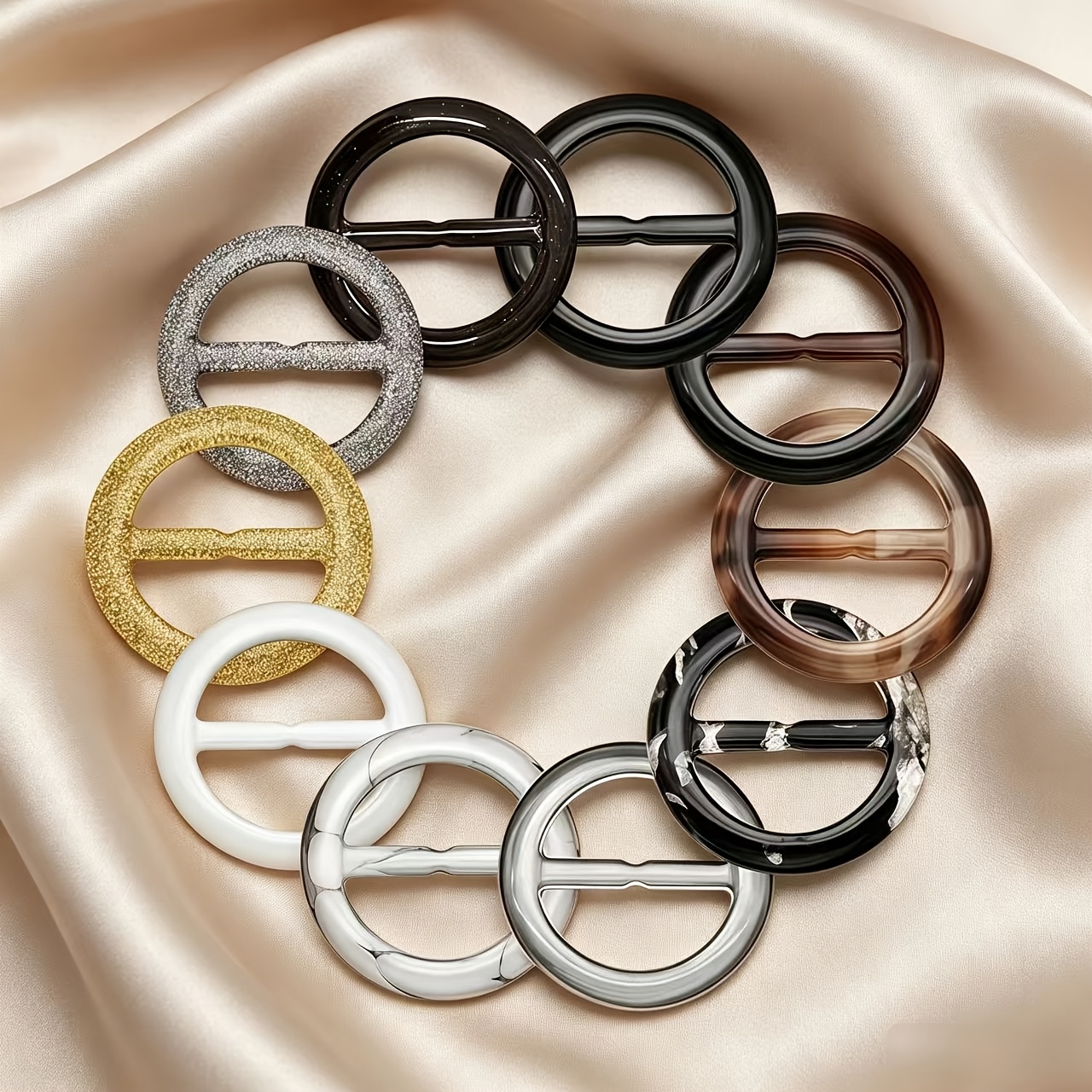 TEMU 10pcs Scarf Ring Clips Shirt Clips T-shirt Men Women Necktie Ring Clips And Sliding T-shirt Twist Buckle Ring Package Holder