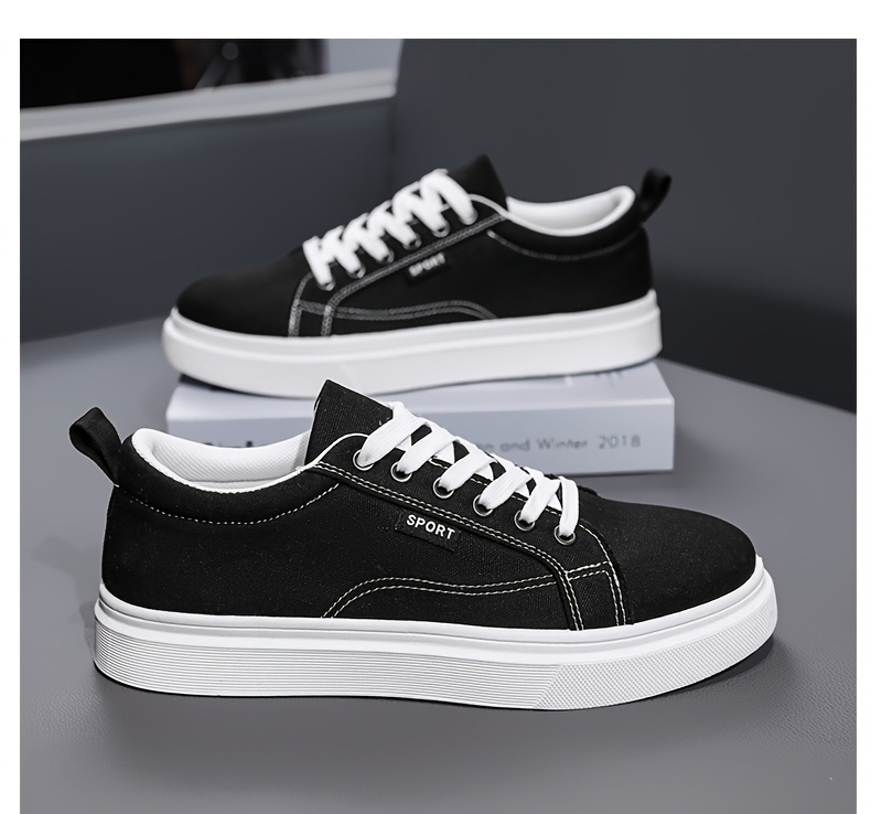 Baskets en Toile Homme Style Skateboard Chaussures en toile pour hommes, chaussures décontractées pour étudiants, chaussures de skateboard tendance, baskets athlétiques polyvalentes
