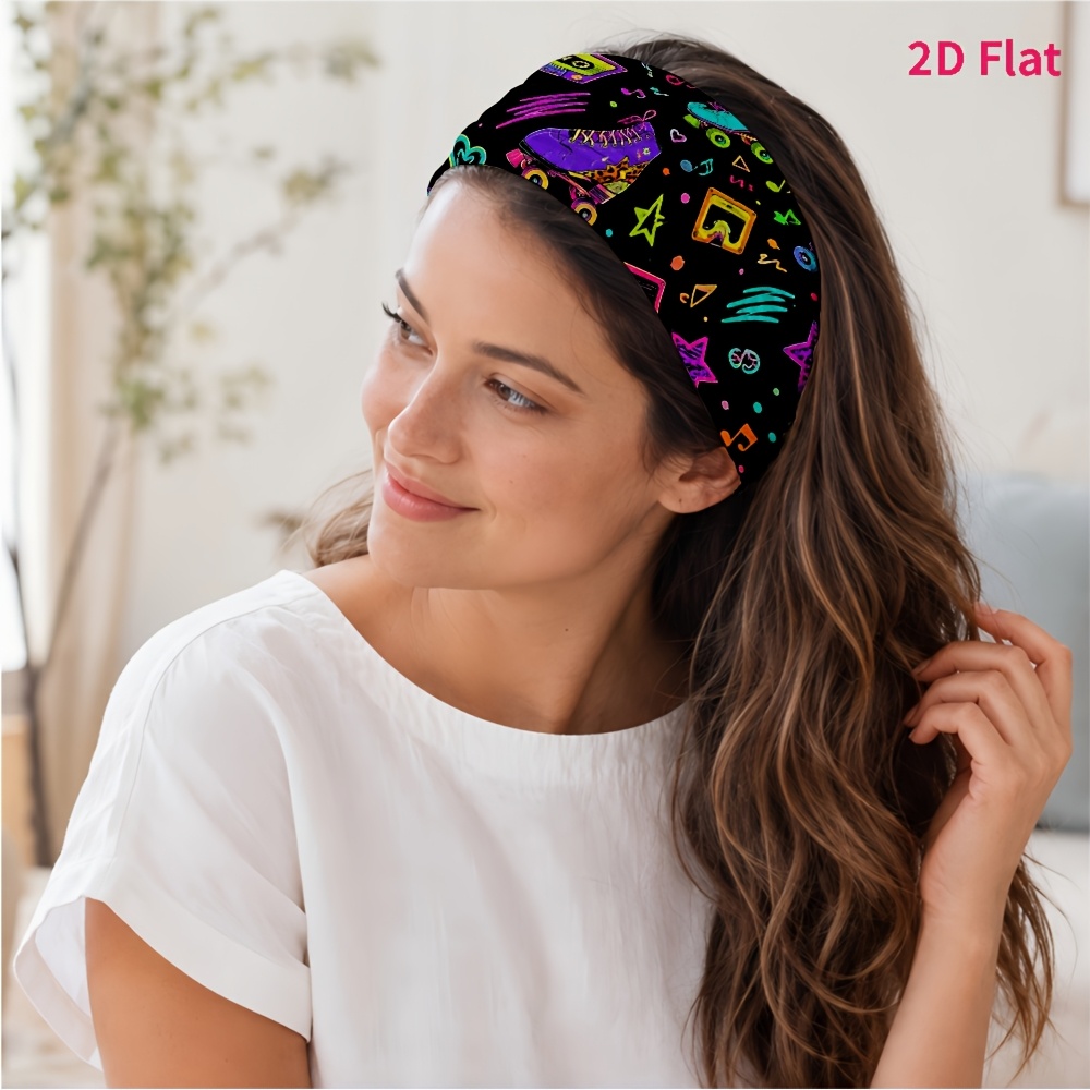 TEMU 2D 1 pieza Estilo, Estilo Retro Neón, Cinta, Estrellas, Notas y de Patines, Adecuada para Yoga/Deportes/Desplazamiento Diario/Maquillaje Cuidado